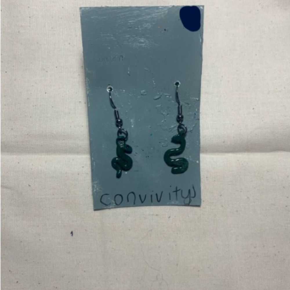 Handmade mini clay snake dangling earrings